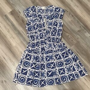 H & M Blue & White Cinch Waist Dress